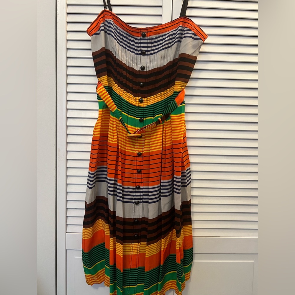 Anthropologie Plenty by Tracy Reese Silk Belted Striped Dress - Size 10